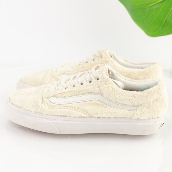 Vans Womens Old School Sneaker Size 8 White Sherpa Furry Lace Up Skate Shoe - Picture 8 of 12